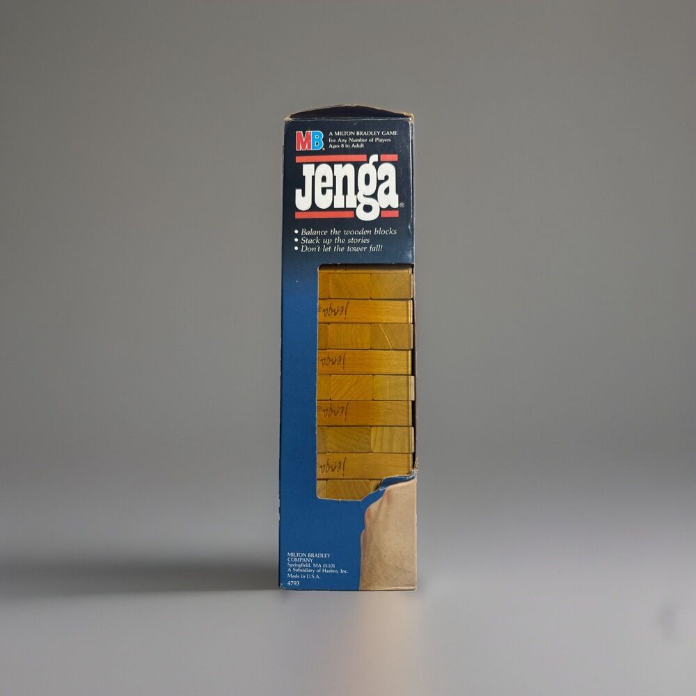 Vtg 1986 Milton Bradley Jenga Game NOS Brand New Factory Sealed Sleeve Inner